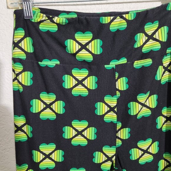 Lularoe Leggings Womens Tall Curvy Clover Heart St Patrick's Day Shamrock Print - Picture 2 of 9